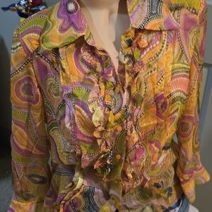 Dana Buchman Multicolor Paisley Blouse